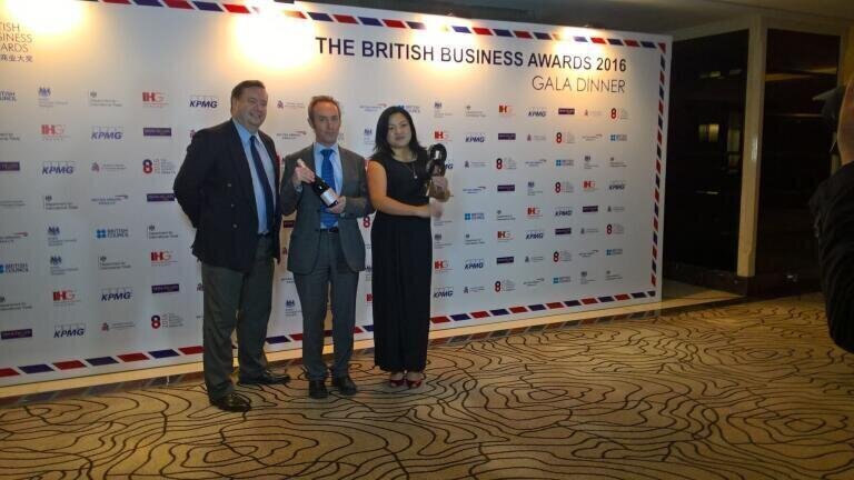 British Business Award winners, L-R, Jason Feehily, Director of Knowledge Exchange Asia; Professor Chris Rudd, Provost of University of Nottingham Ningbo China; Min Rose, Senior Executive, Asia Business Centre